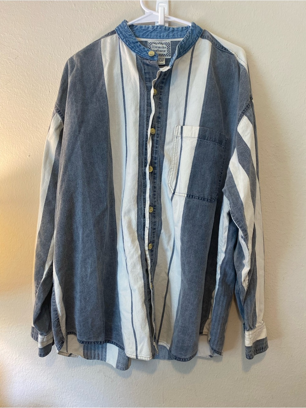 Men’s Vintage Rhinoceros Sportswear 90’s Striped Button Up Shirt SzL